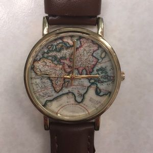 World map fashion watch